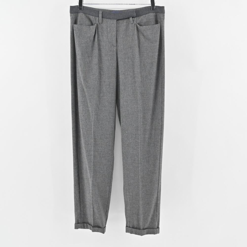 LES COPAINS Pants Womens Size 42 Blue Label Gray Wool Blend Straight Leg Trouser